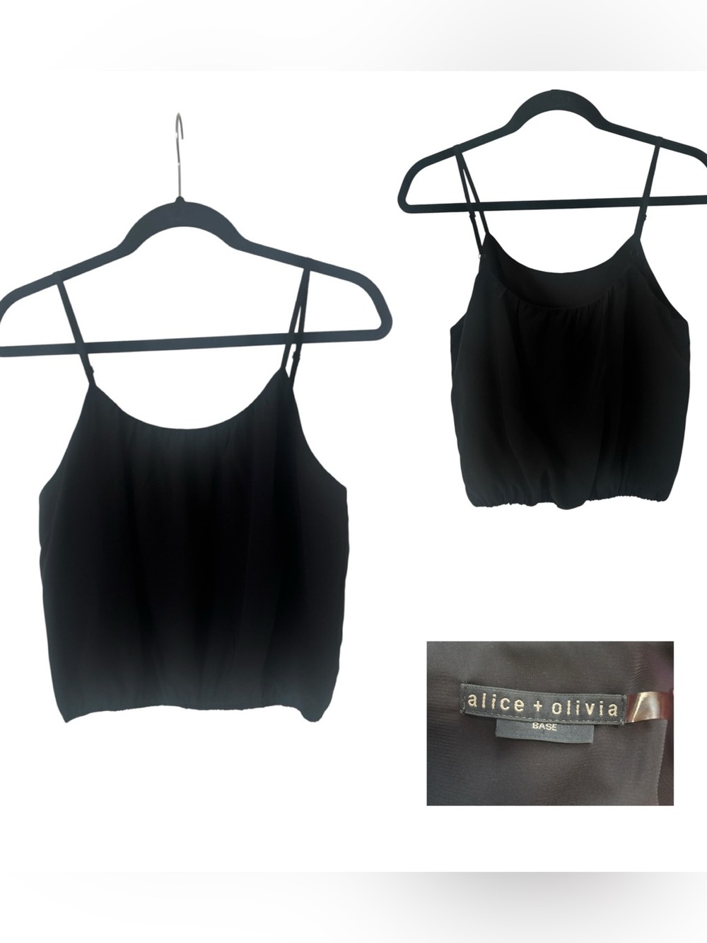 Alice + Olivia Silk Spaghetti Strap Cropped Cami - Picture 2 of 5
